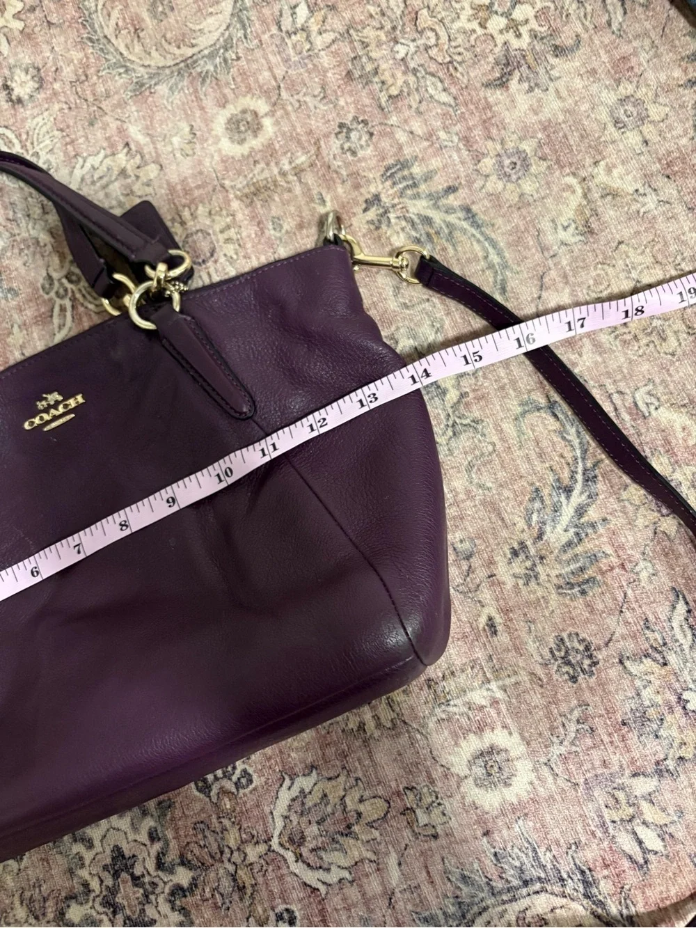 Coach Mini Satchel Kelsey Plum Leather Tote with Gold Chain Handles